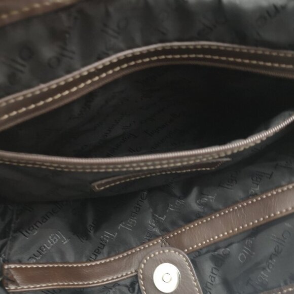 Tignanello Ladies Black & Brown Pebble Finish Faux Leather Handbag - Picture 6 of 9